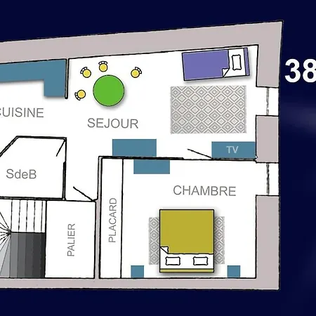 דירה T2, Calme, 38 M2, Plein Centre, A 150 M Du Port.